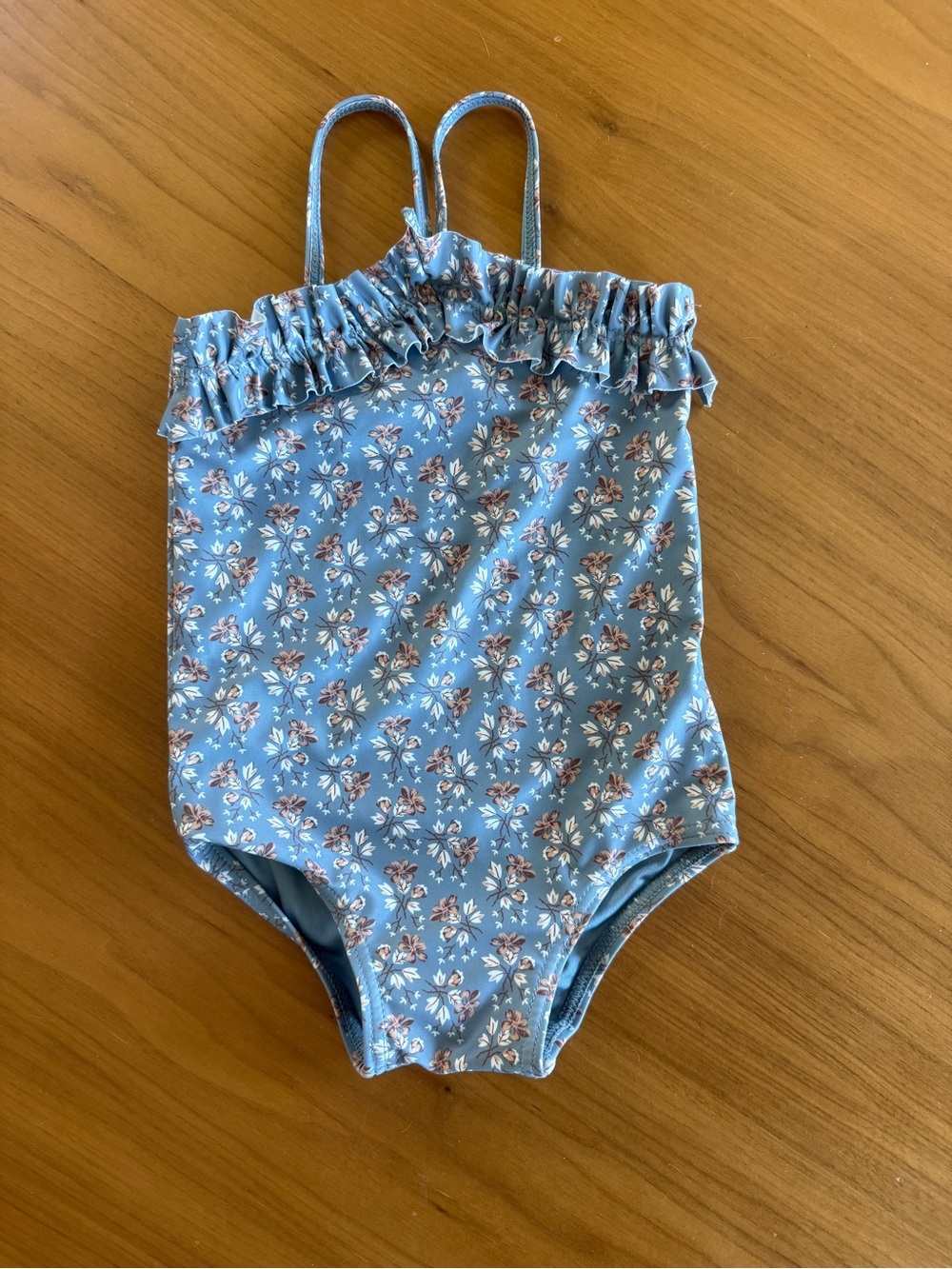 Rylee + Cru Blue Floral Ruffle One-Piece Swimsuit
